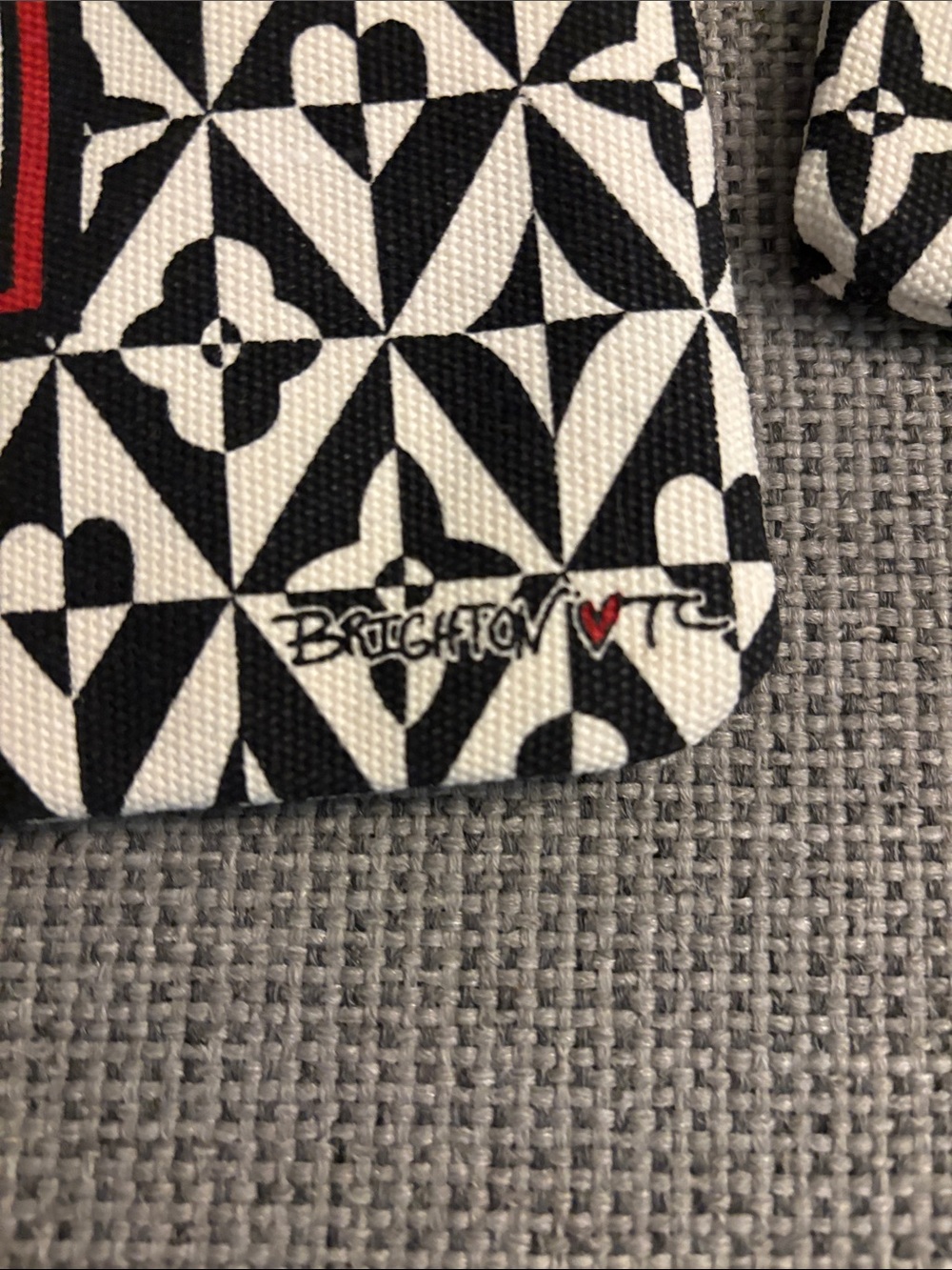 Brighton 3 LOVE cotton cosmetic / make up bags or pouches. Black, White & Red - Picture 3 of 8